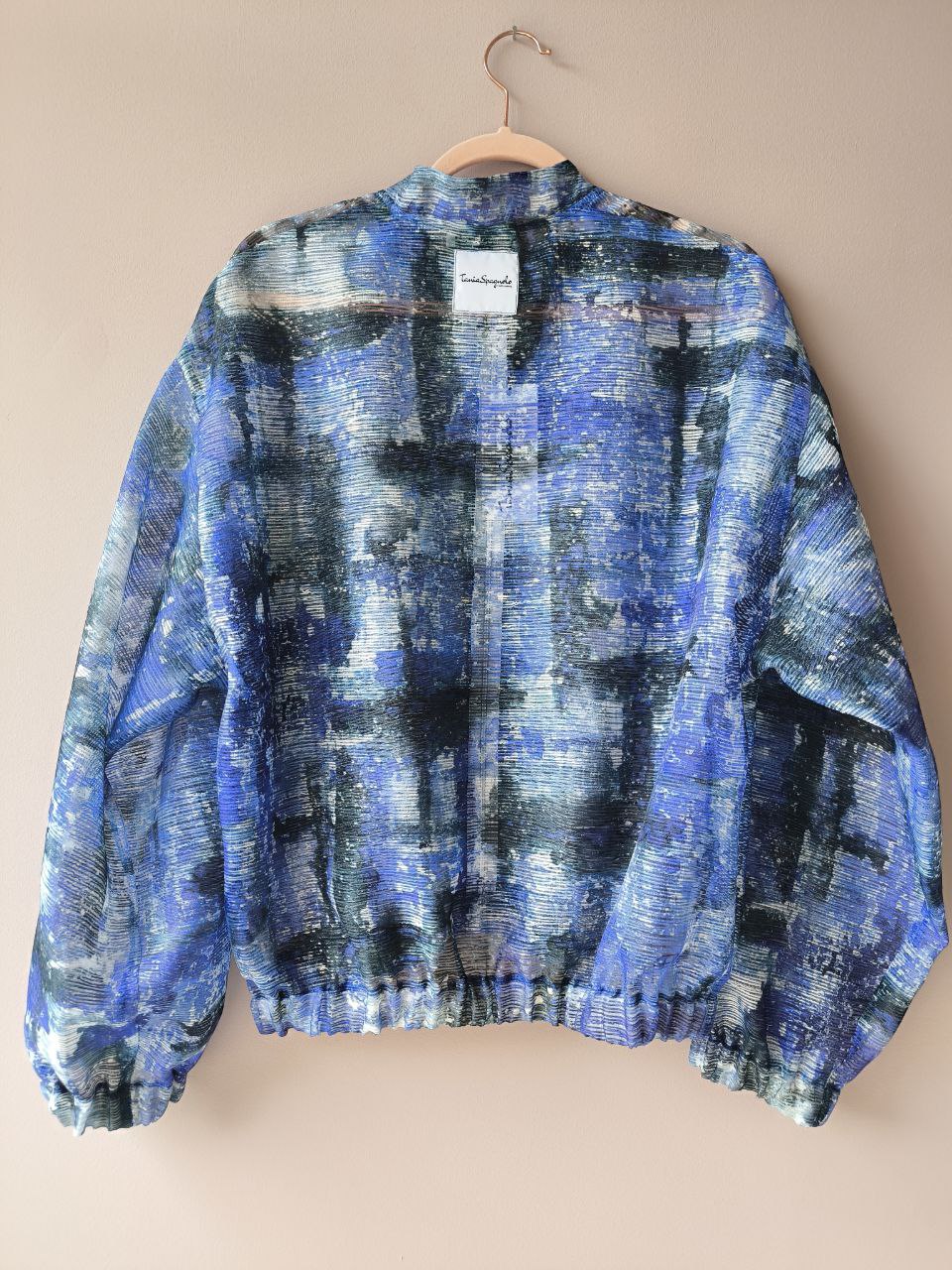 BOMBER organza in seta - blu azzurro
