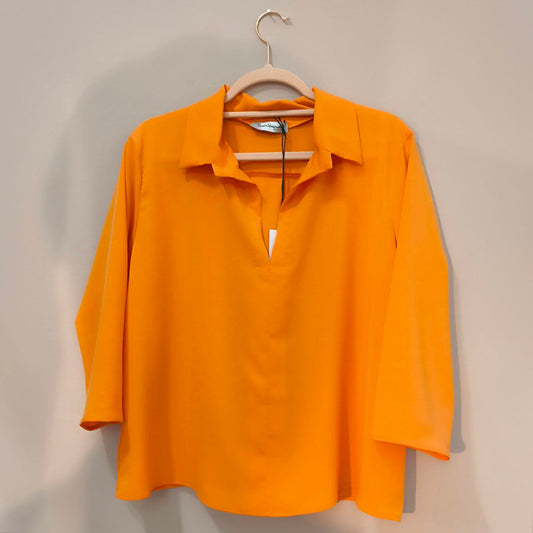 Camicia blusa basica con scollo a V e colletto TESSUTO OPACO - colore a scelta