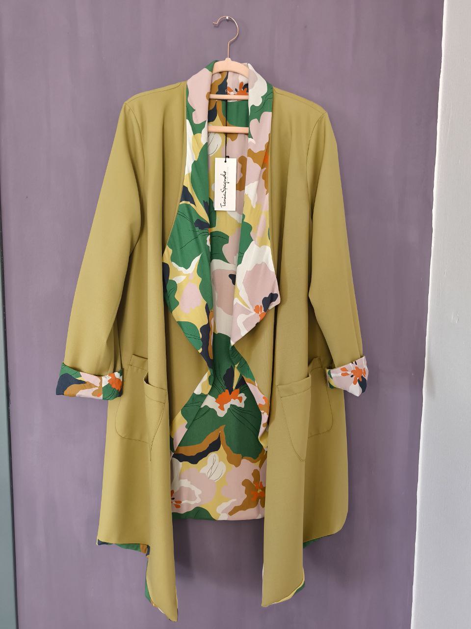 CAPPOTTO FLUIDO LEGGERO REVERSIBILE OLIVA