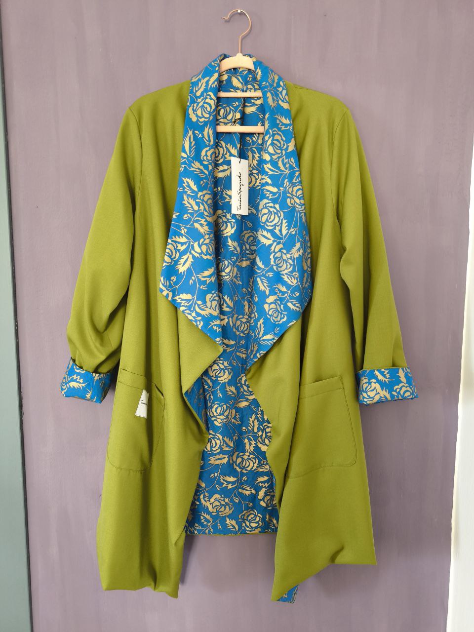 CAPPOTTO FLUIDO LEGGERO REVERSIBILE PISTACCHIO - BLU GOLD