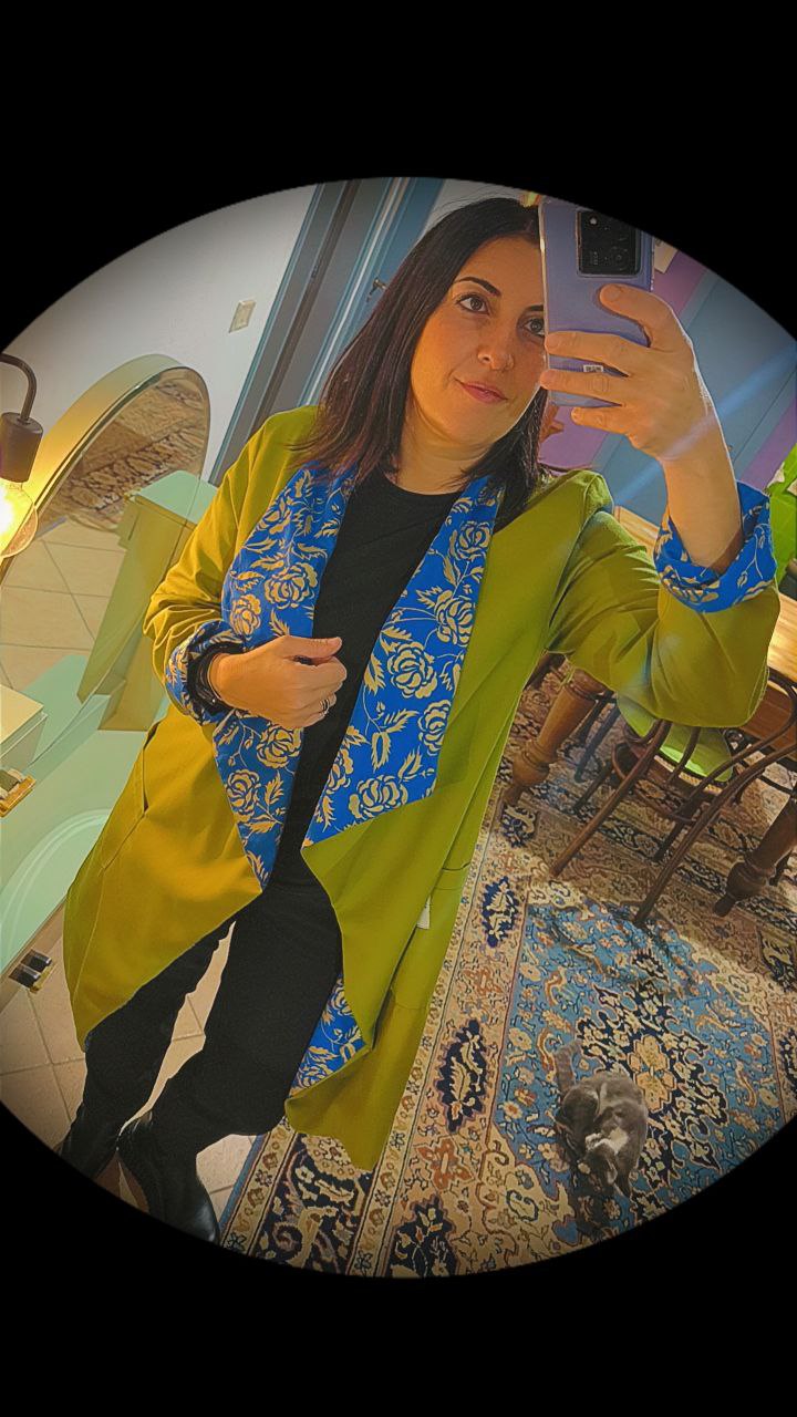CAPPOTTO FLUIDO LEGGERO REVERSIBILE PISTACCHIO - BLU GOLD