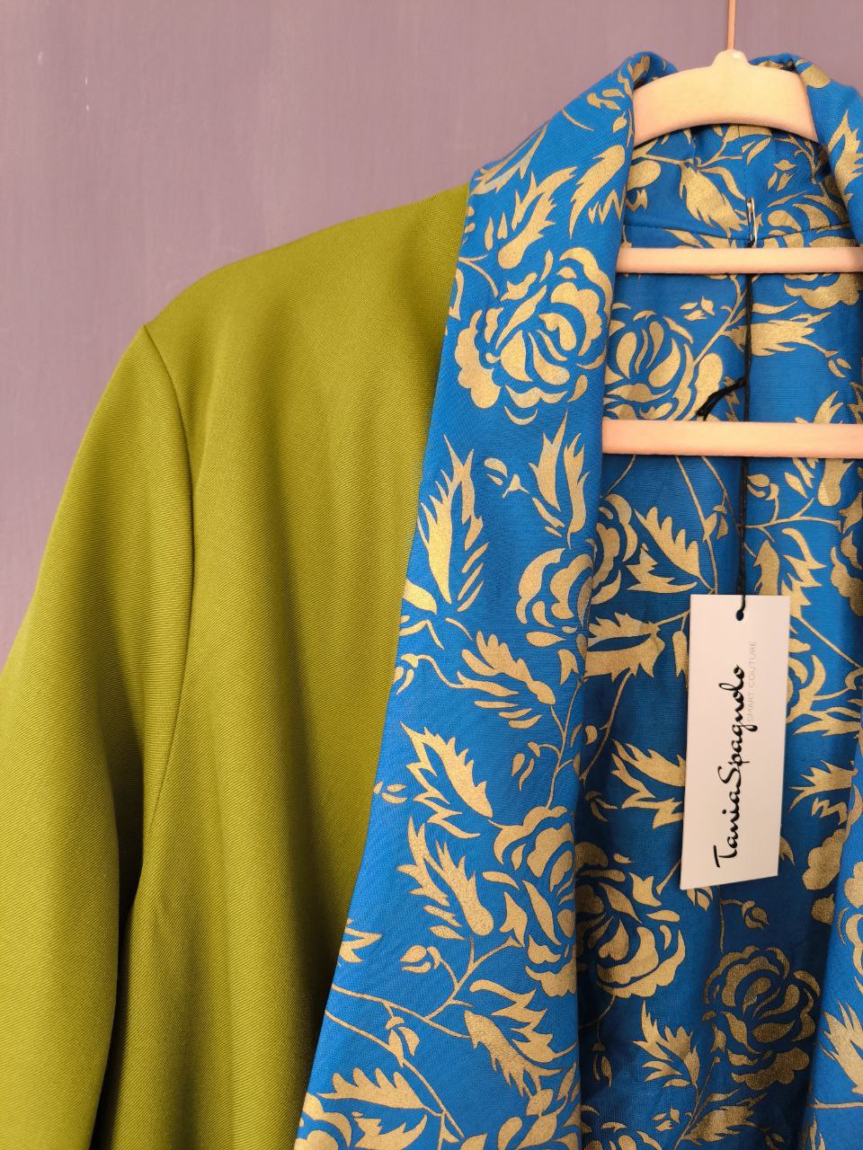 CAPPOTTO FLUIDO LEGGERO REVERSIBILE PISTACCHIO - BLU GOLD