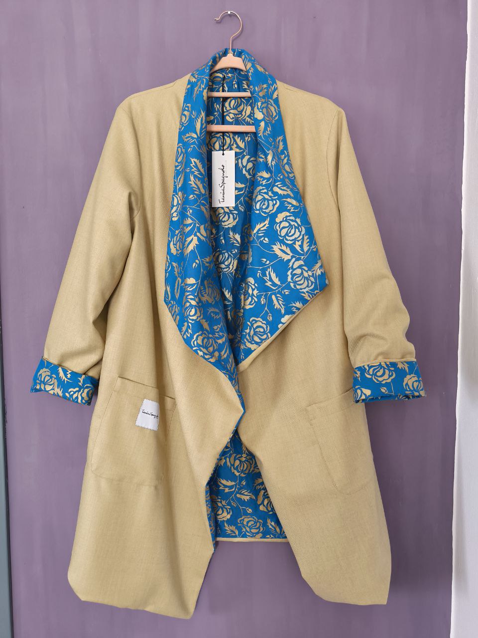 CAPPOTTO FLUIDO LEGGERO REVERSIBILE CALCE - BLU GOLD