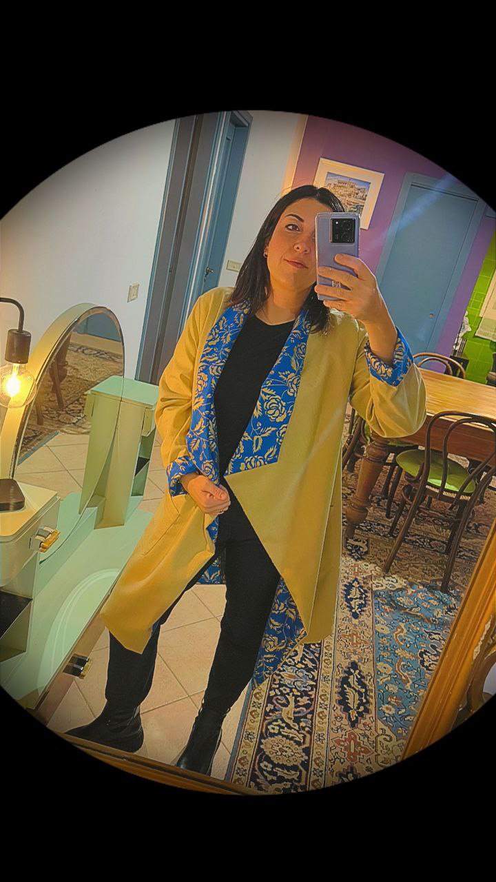 CAPPOTTO FLUIDO LEGGERO REVERSIBILE CALCE - BLU GOLD