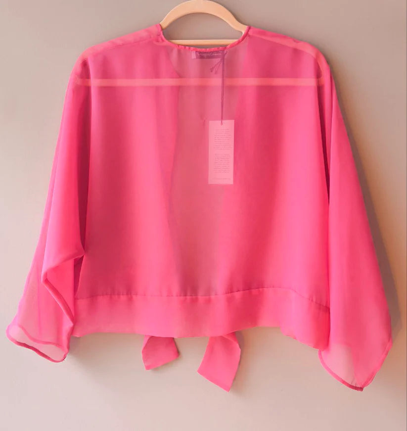 Coprispalle camicia trasparente rosa fragola