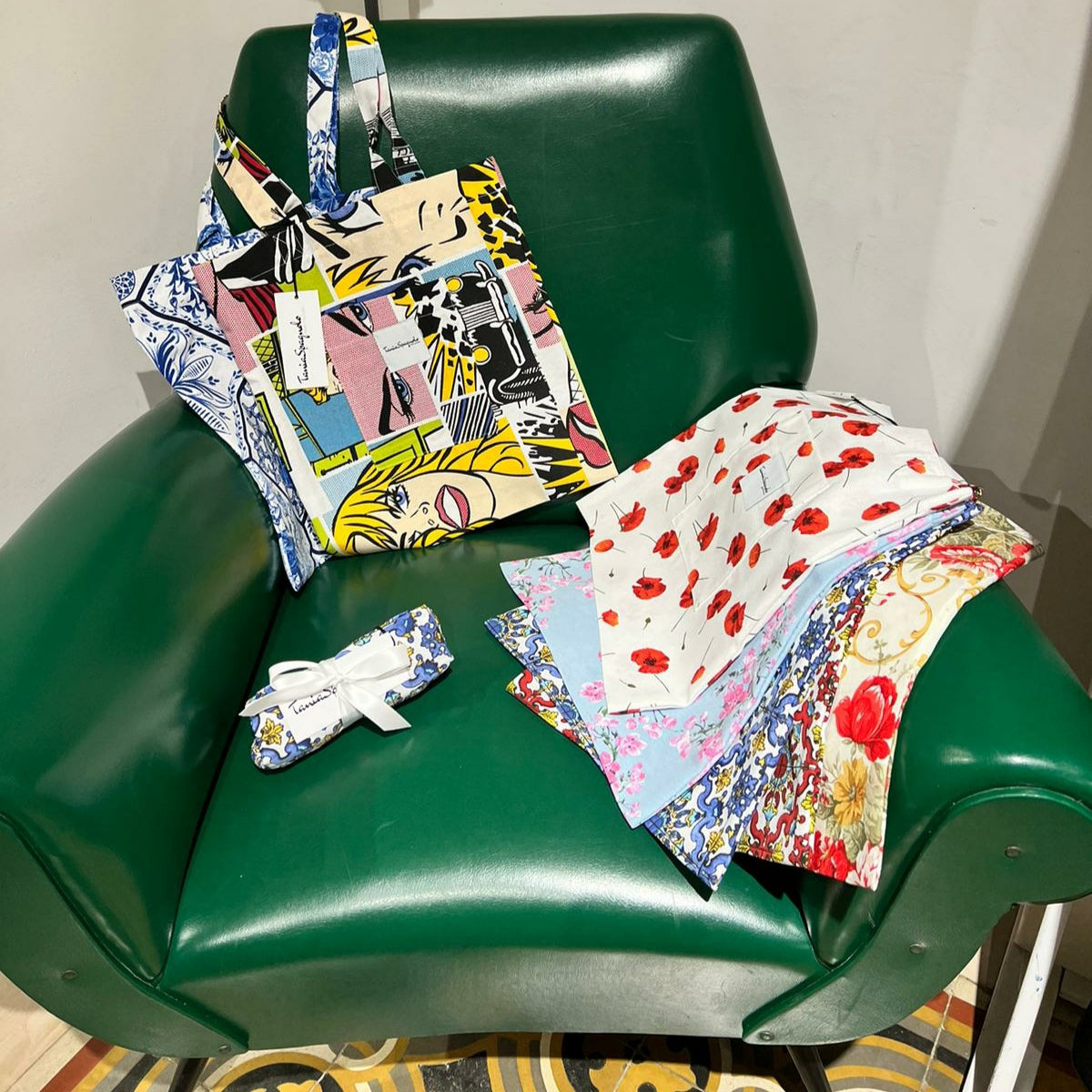 BORSA SHOPPER fantasia fiori giapponesi