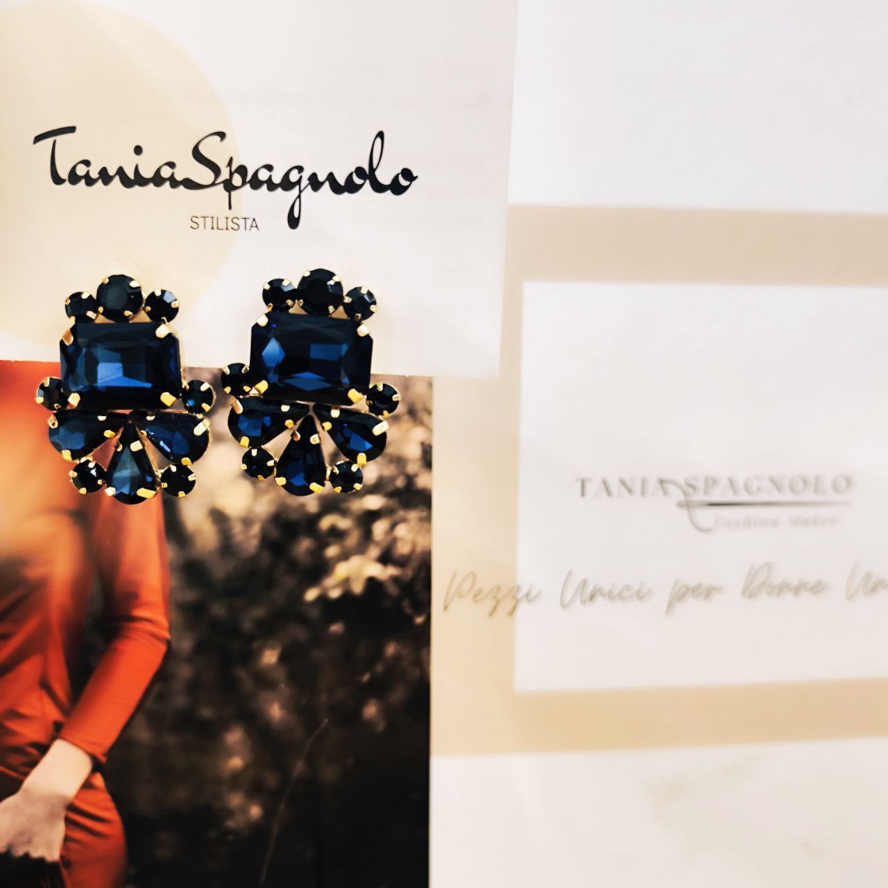 ORECCHINI GIOIELLO FIORE BLU E ORO