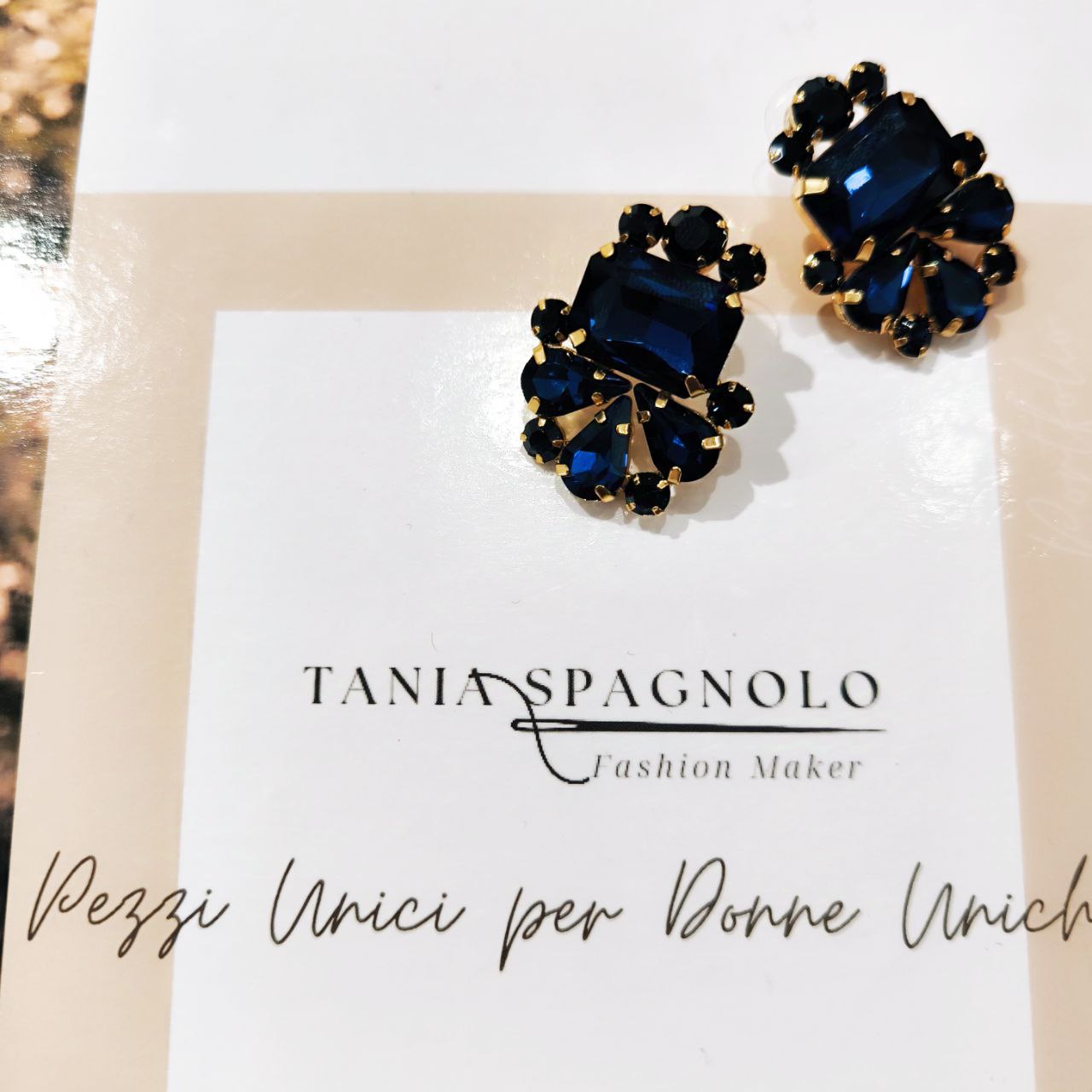 ORECCHINI GIOIELLO FIORE BLU E ORO