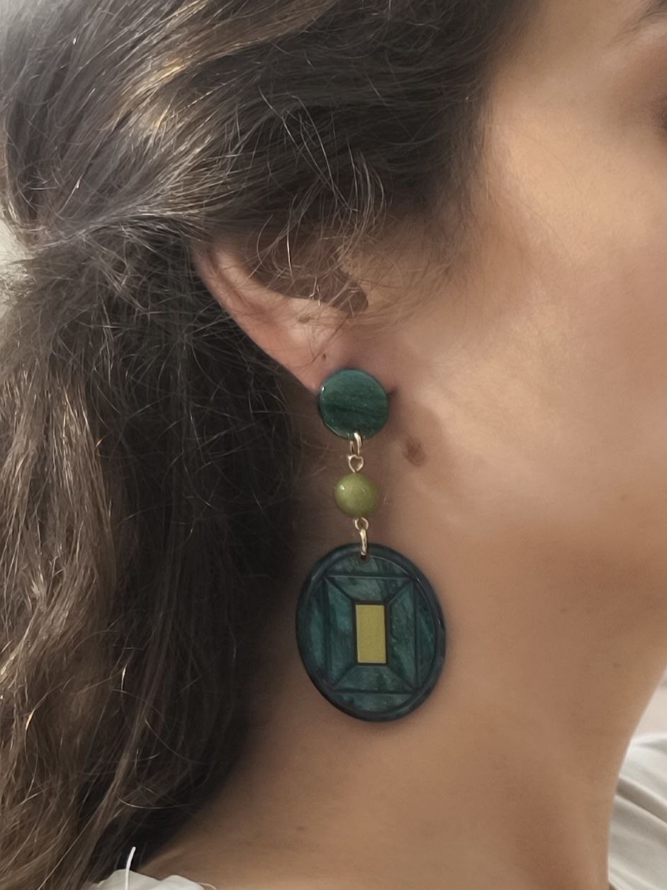 ORECCHINI VERDE E BLU