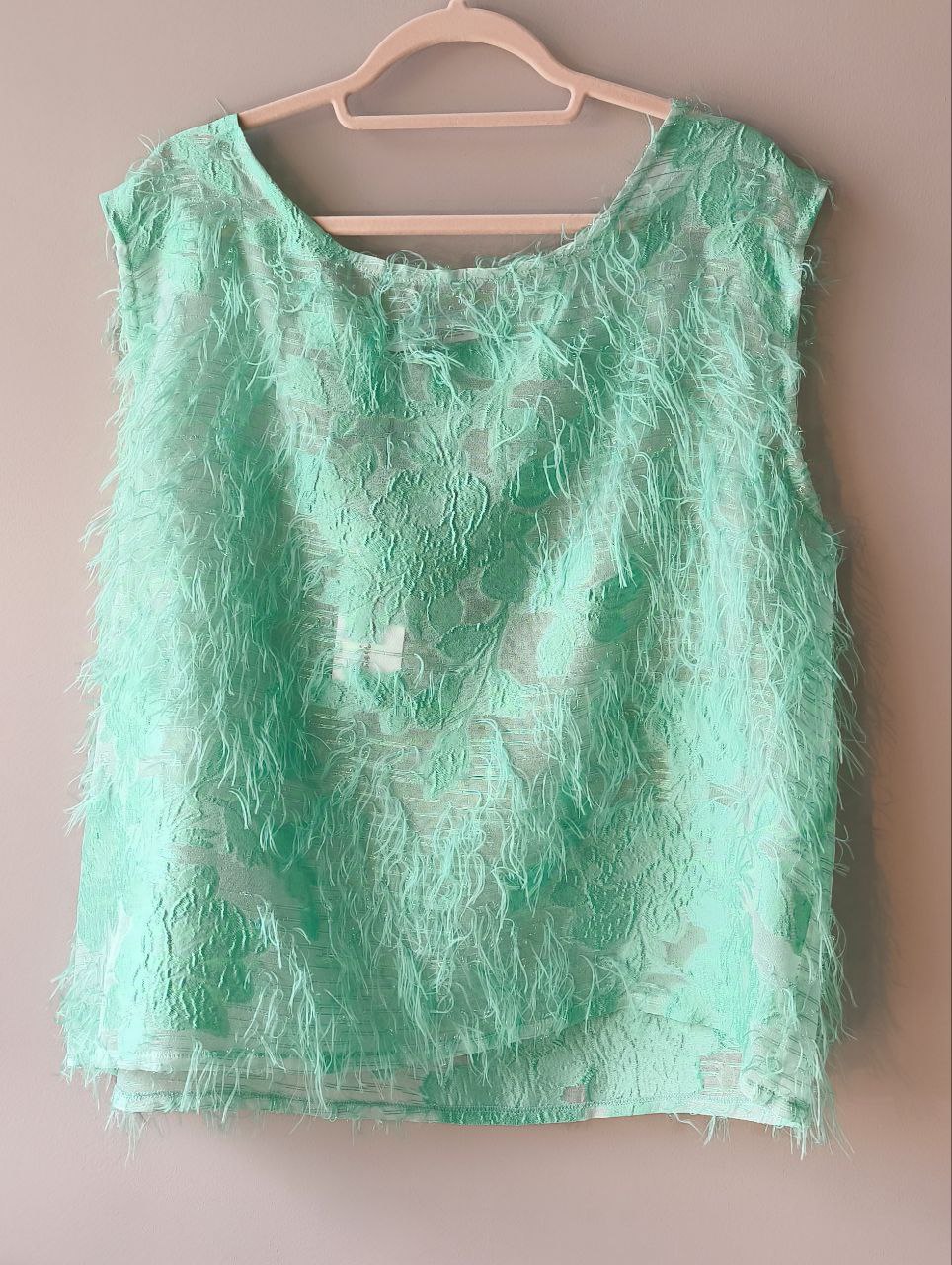 TOP SOTTOGIACCA ORGANZA IN SETA CON PIUME