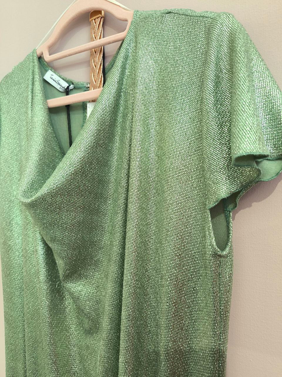 Tuta elegante verde metallizzato