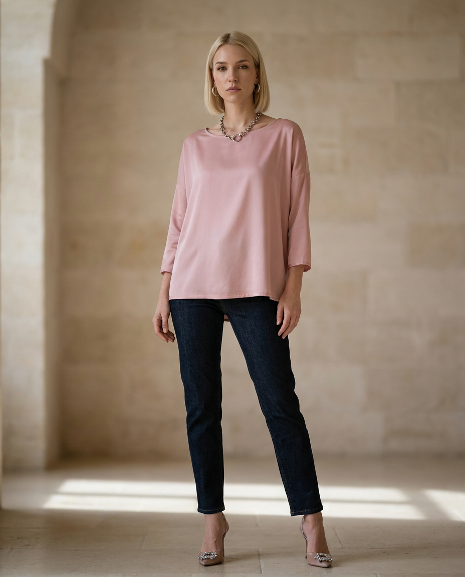 Blusa sottogiacca in crepe de chine OPACO - colore a scelta