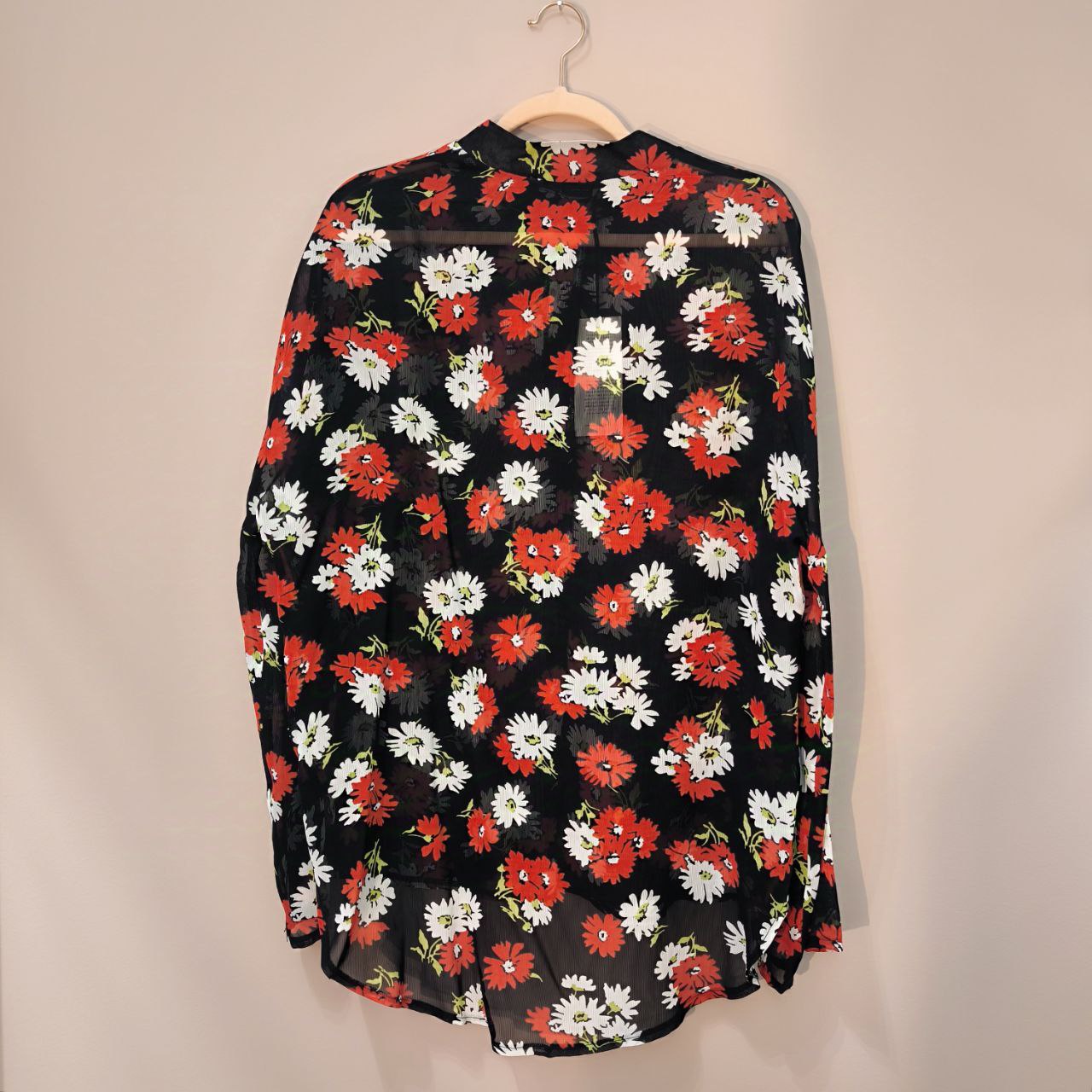 Camicia blusa over con colletto alla coreana fantasia fiori