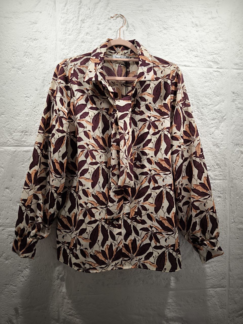 CAMICIA FANTASIA BURGUNDY CON CRAVATTINO