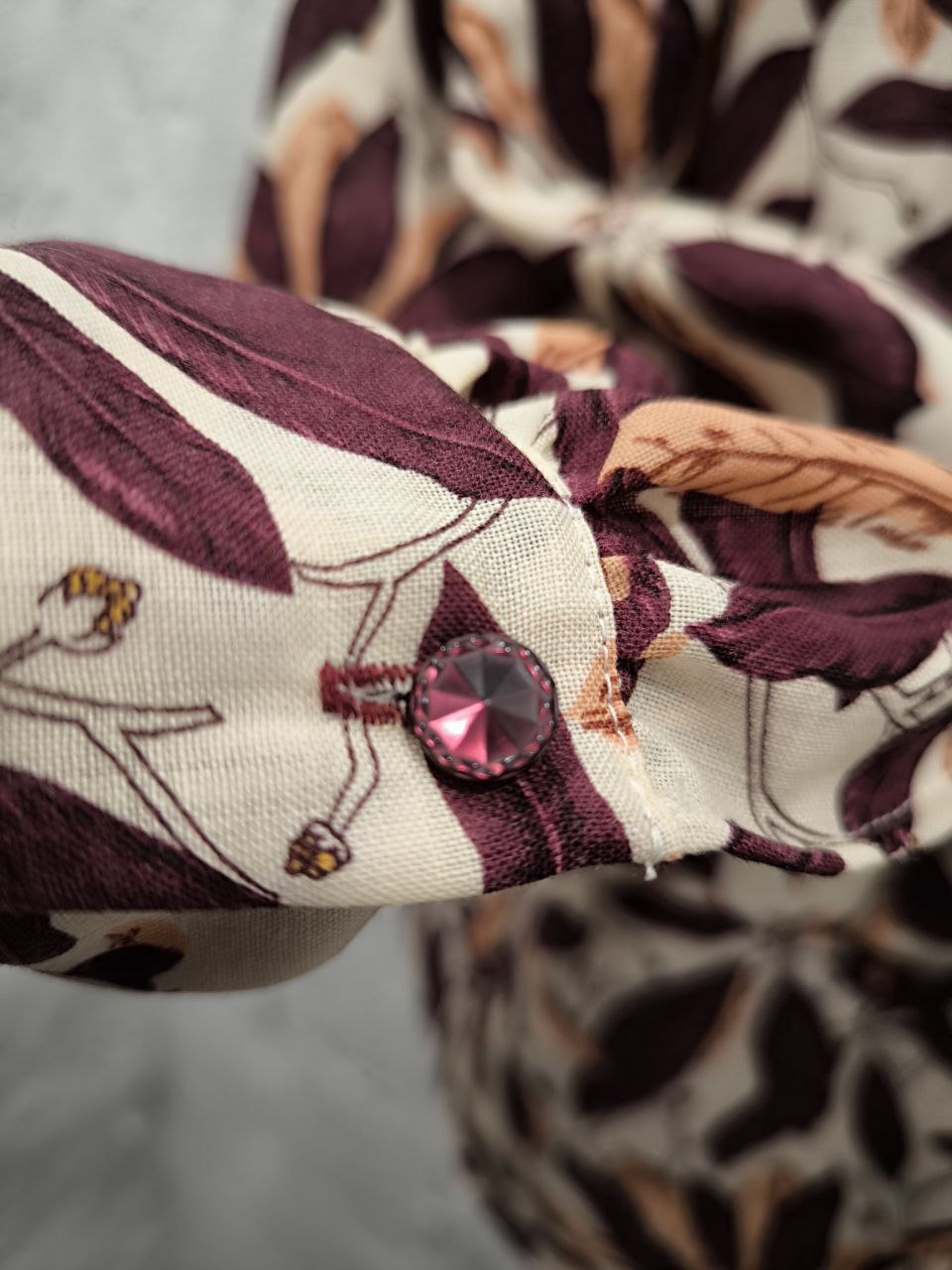CAMICIA FANTASIA BURGUNDY CON CRAVATTINO
