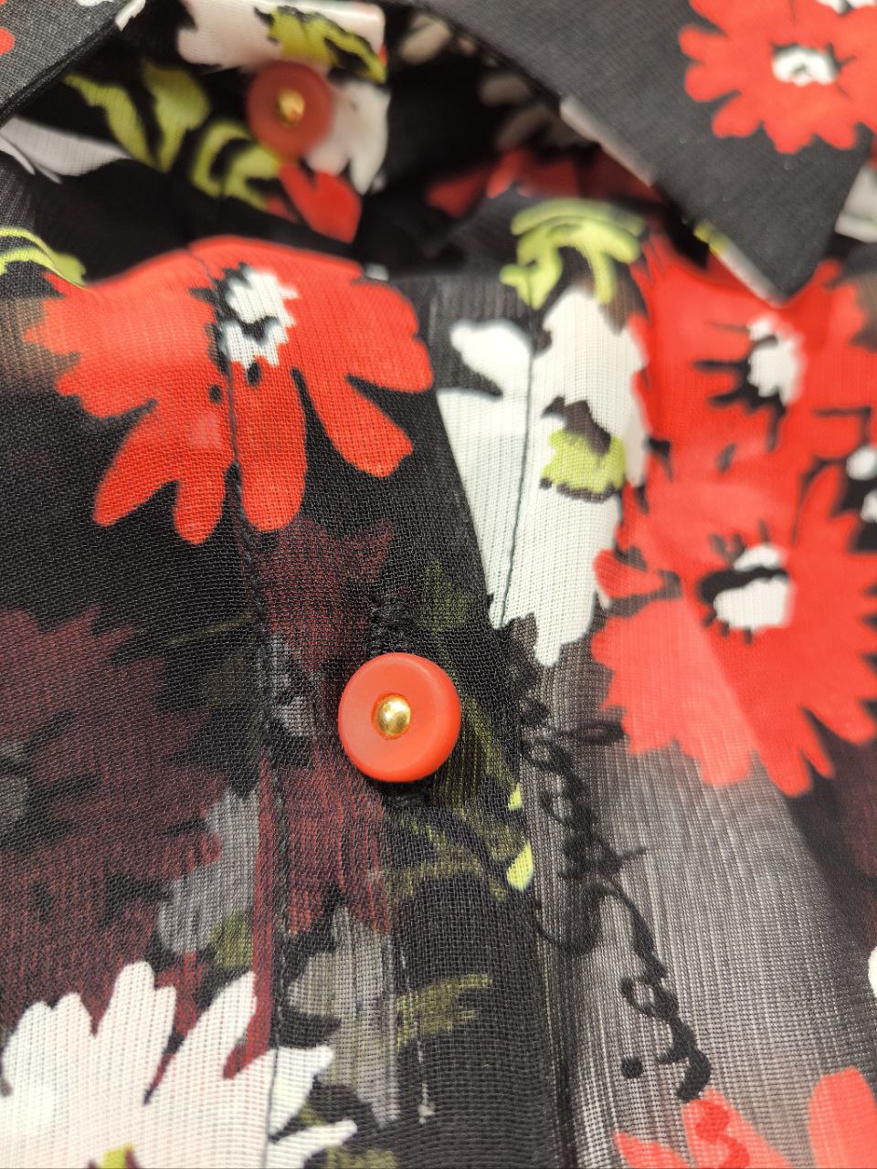 Camicia blusa over con colletto alla coreana fantasia fiori