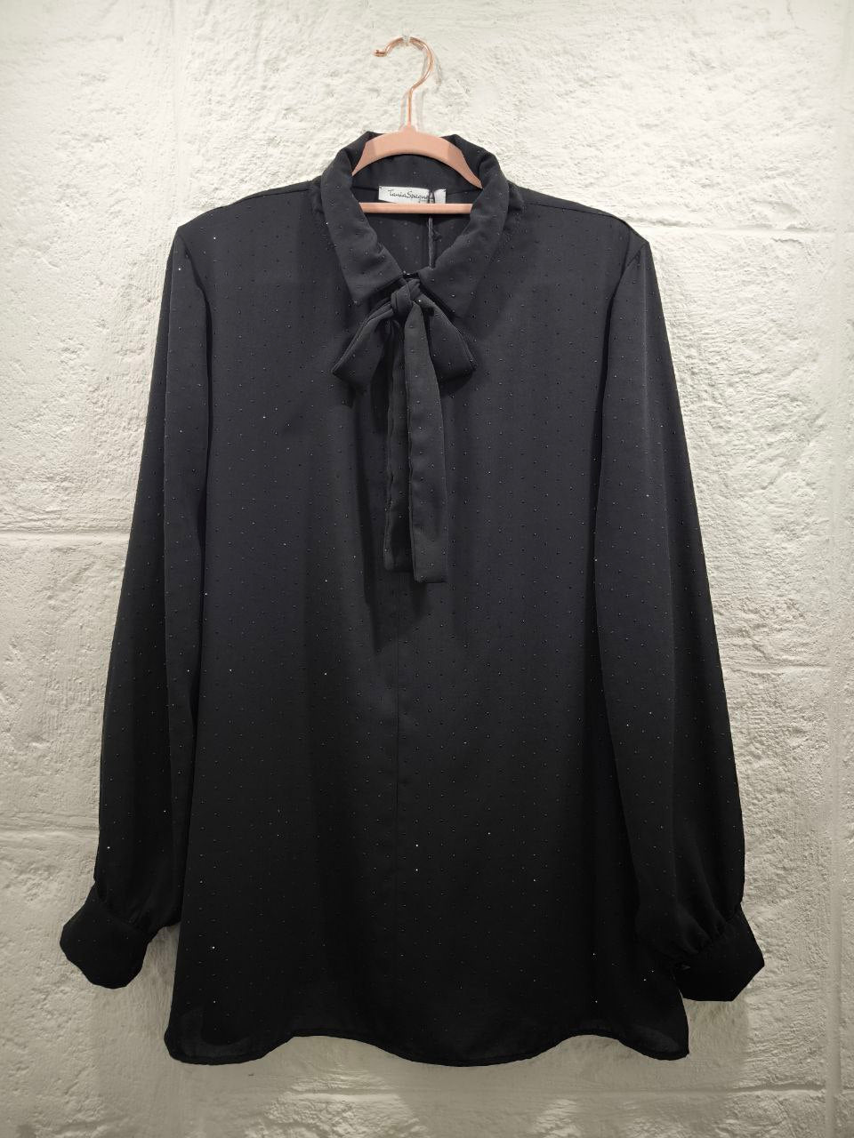 CAMICIA BLACK RAINSTONES CON CRAVATTINO