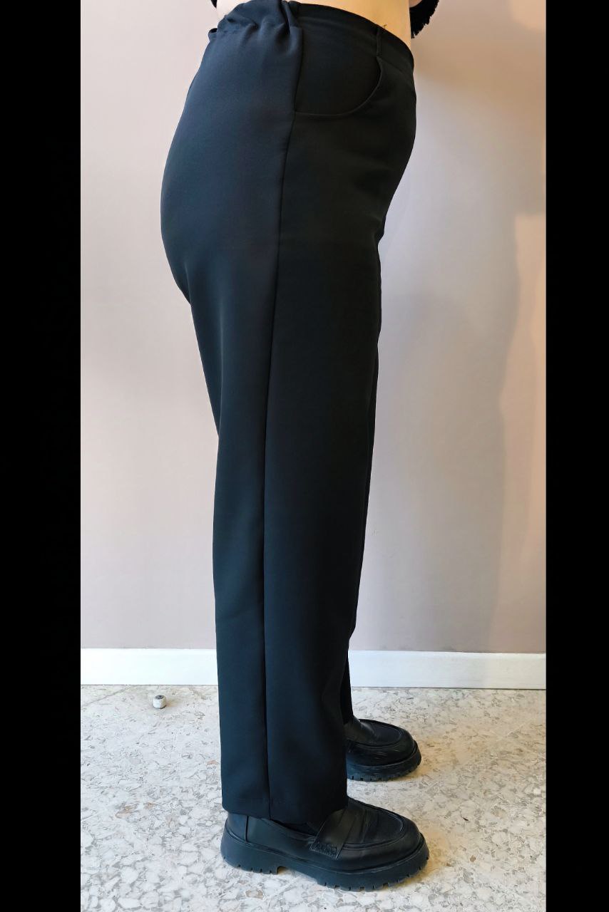 PANTALONE A CAROTA - OMEX in Tessuto Compact NERO