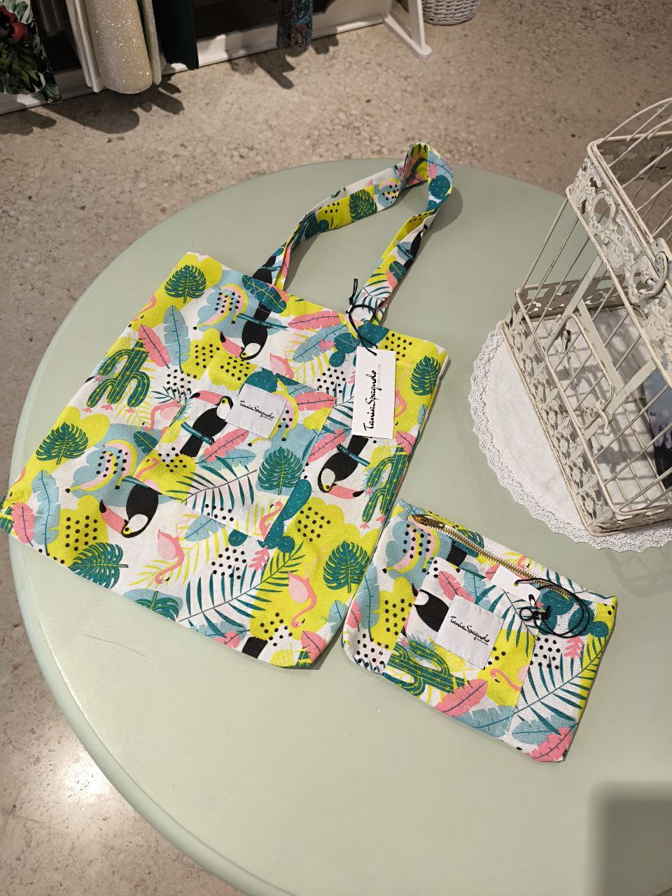 POCHETTE fantasia fenicotteri tucano