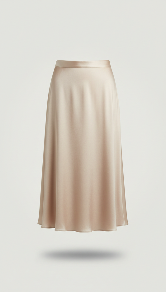 Gonna midi champagne beige