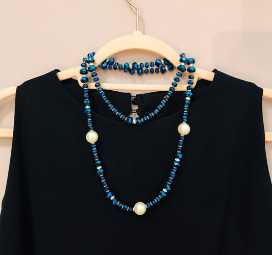 COLLANA FASHION BLU E ARGENTO