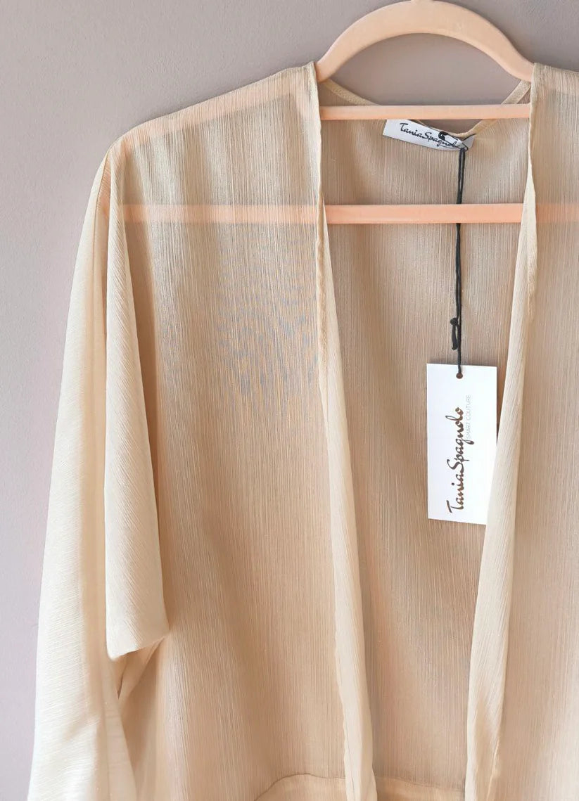 Coprispalle camicia trasparente beige dorato