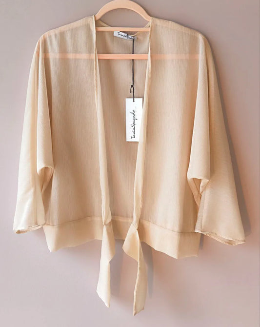 Coprispalle camicia trasparente beige dorato