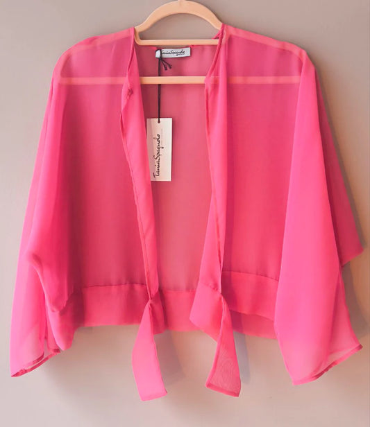 Coprispalle camicia trasparente rosa fragola