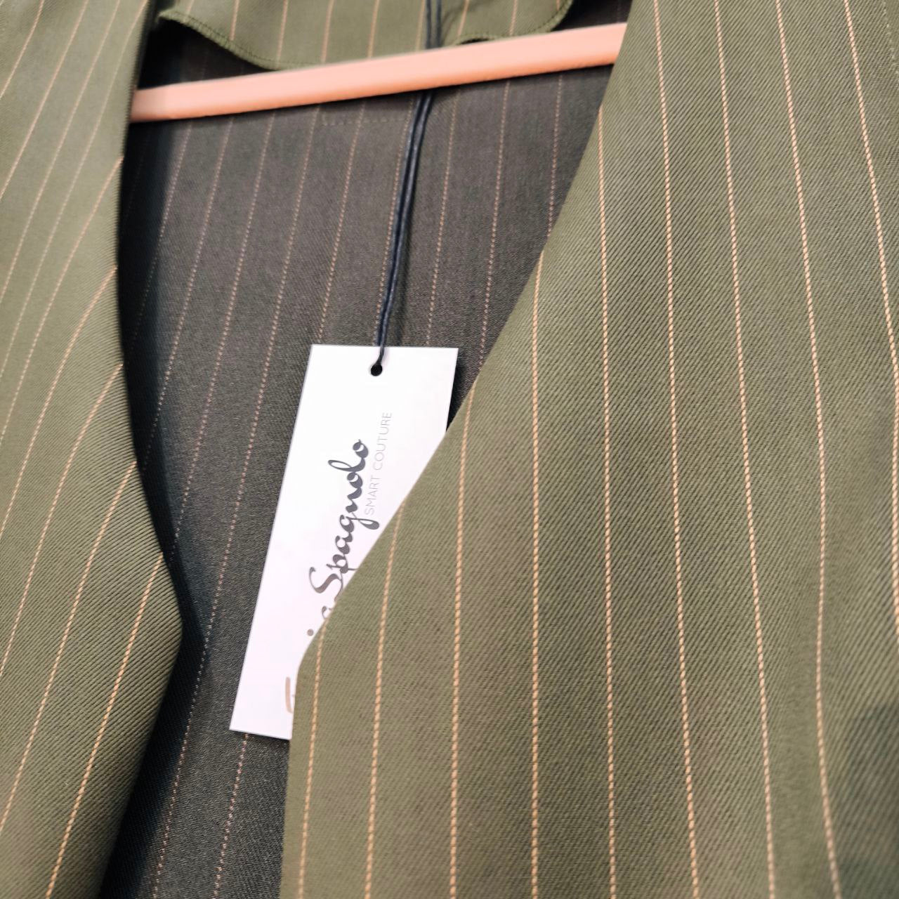 Gilet corto gessato verde militare