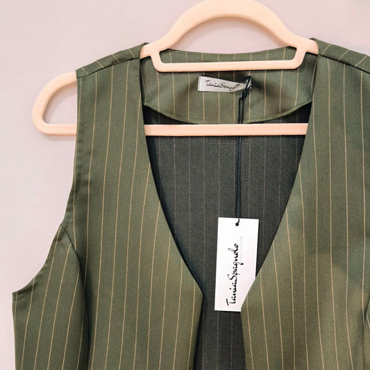 Gilet corto gessato verde militare