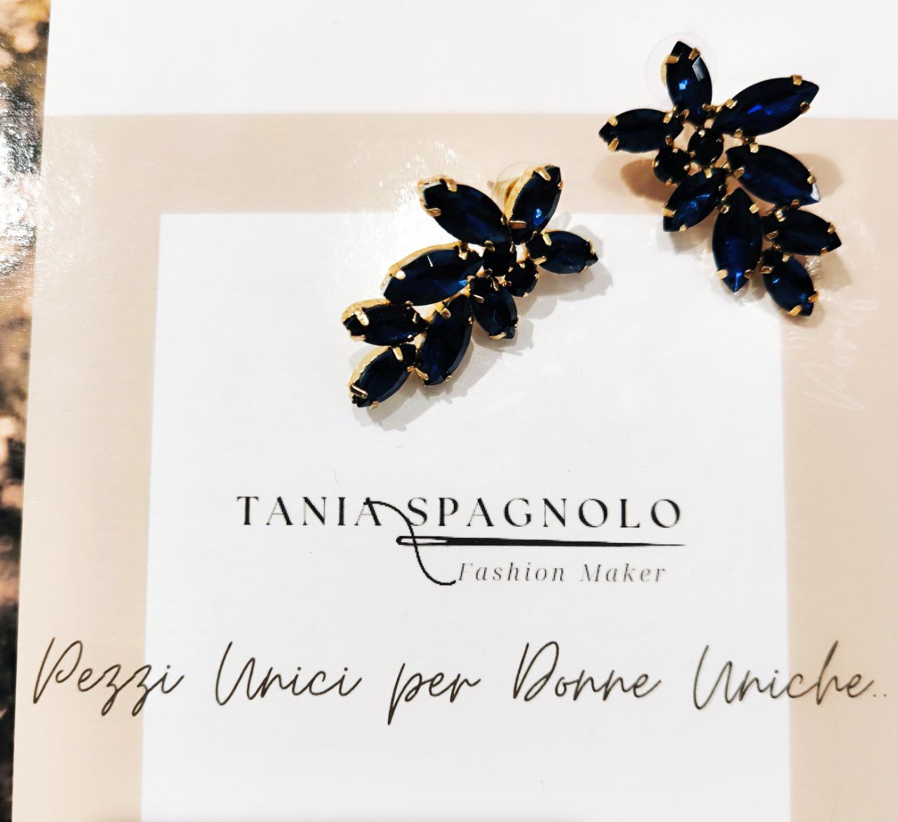 ORECCHINI GIOIELLO PIETRA BLU E ORO