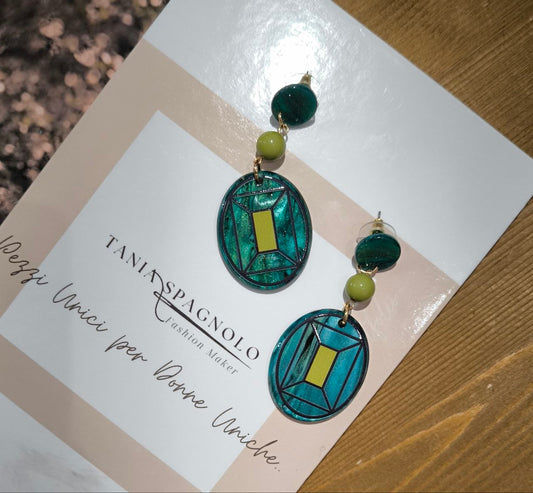 ORECCHINI VERDE E BLU