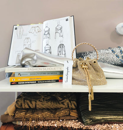 Clutch gioiello elegante con strass e pietre - Base Oro