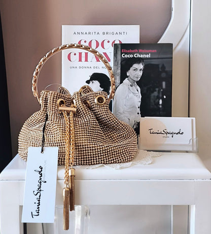 Clutch gioiello elegante con strass e pietre - Base Oro