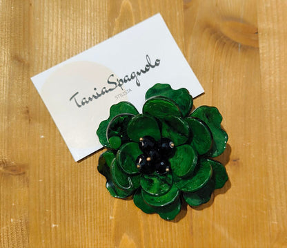 GREEN FLOWER JEWEL BROOCH