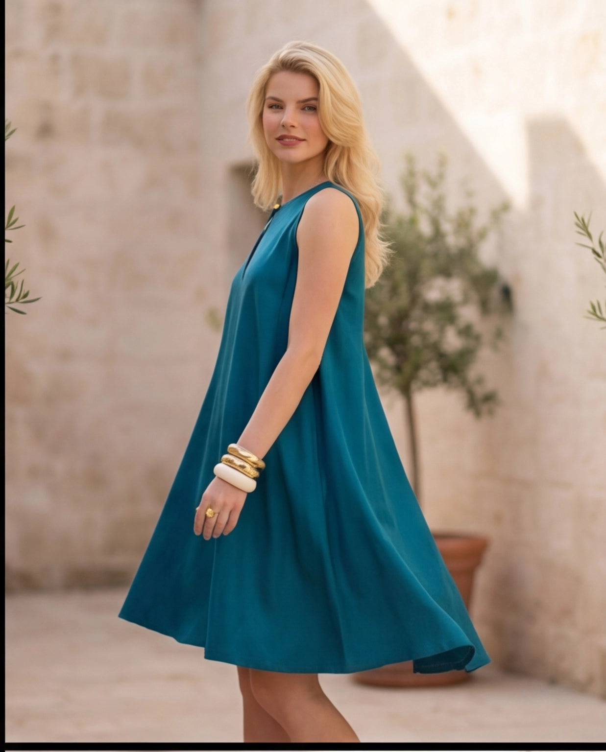 16. Abito corto fluido in satin con scollatura diamante