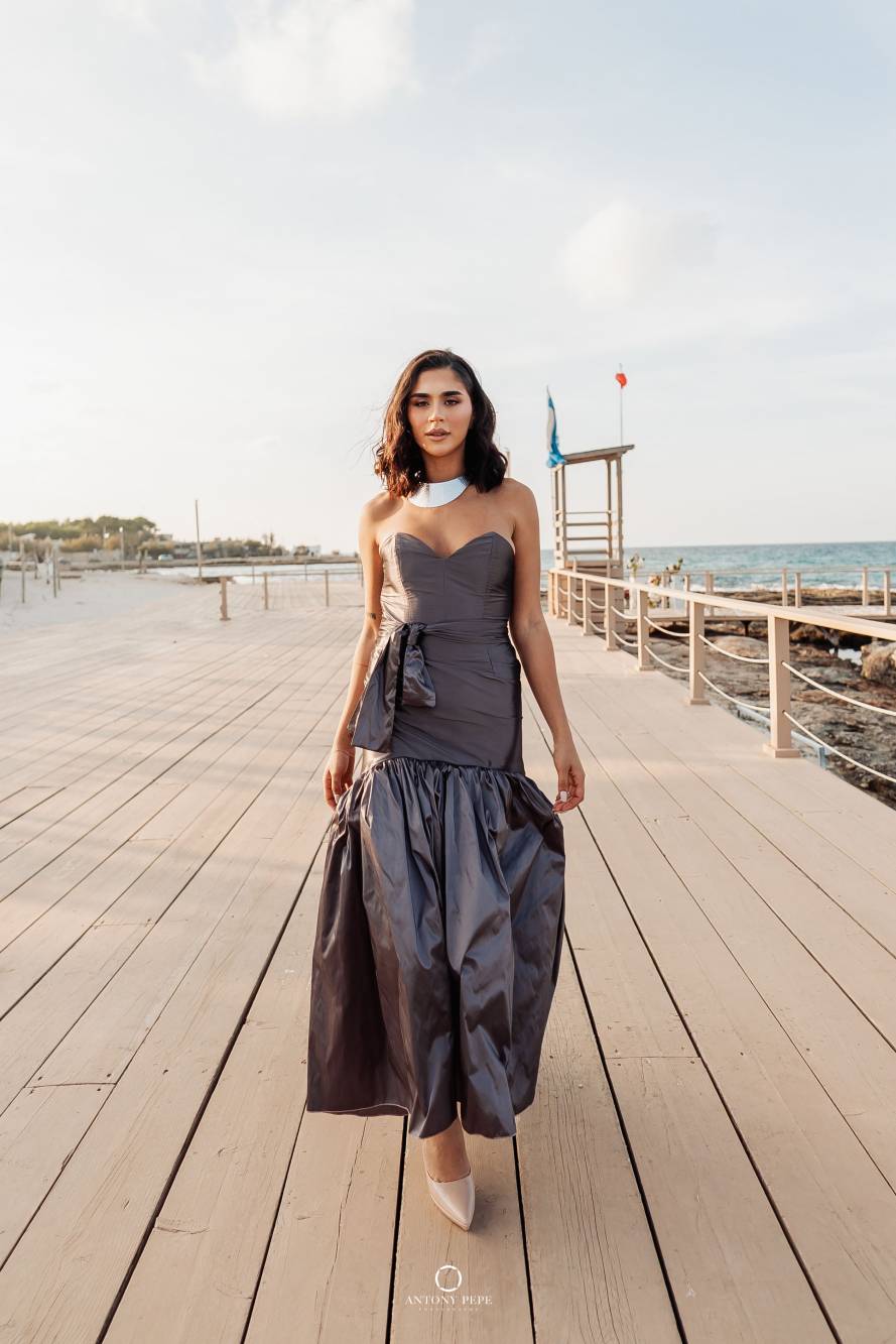 05. Coordinato Red Carpet bustier e gonna in taffeta cerimonia elegante