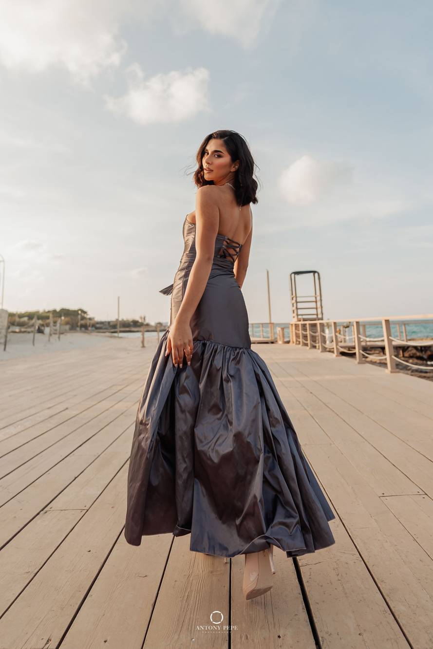 05. Coordinato Red Carpet bustier e gonna in taffeta cerimonia elegante