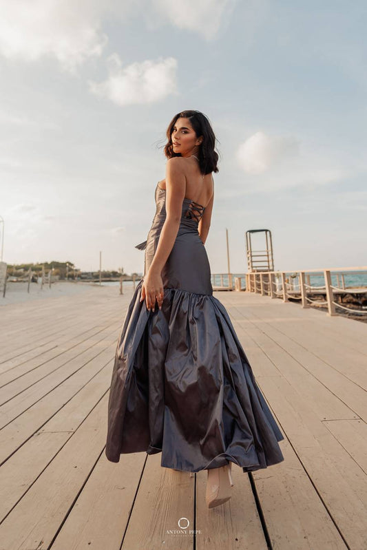 05. Coordinato Red Carpet bustier e gonna in taffeta cerimonia elegante