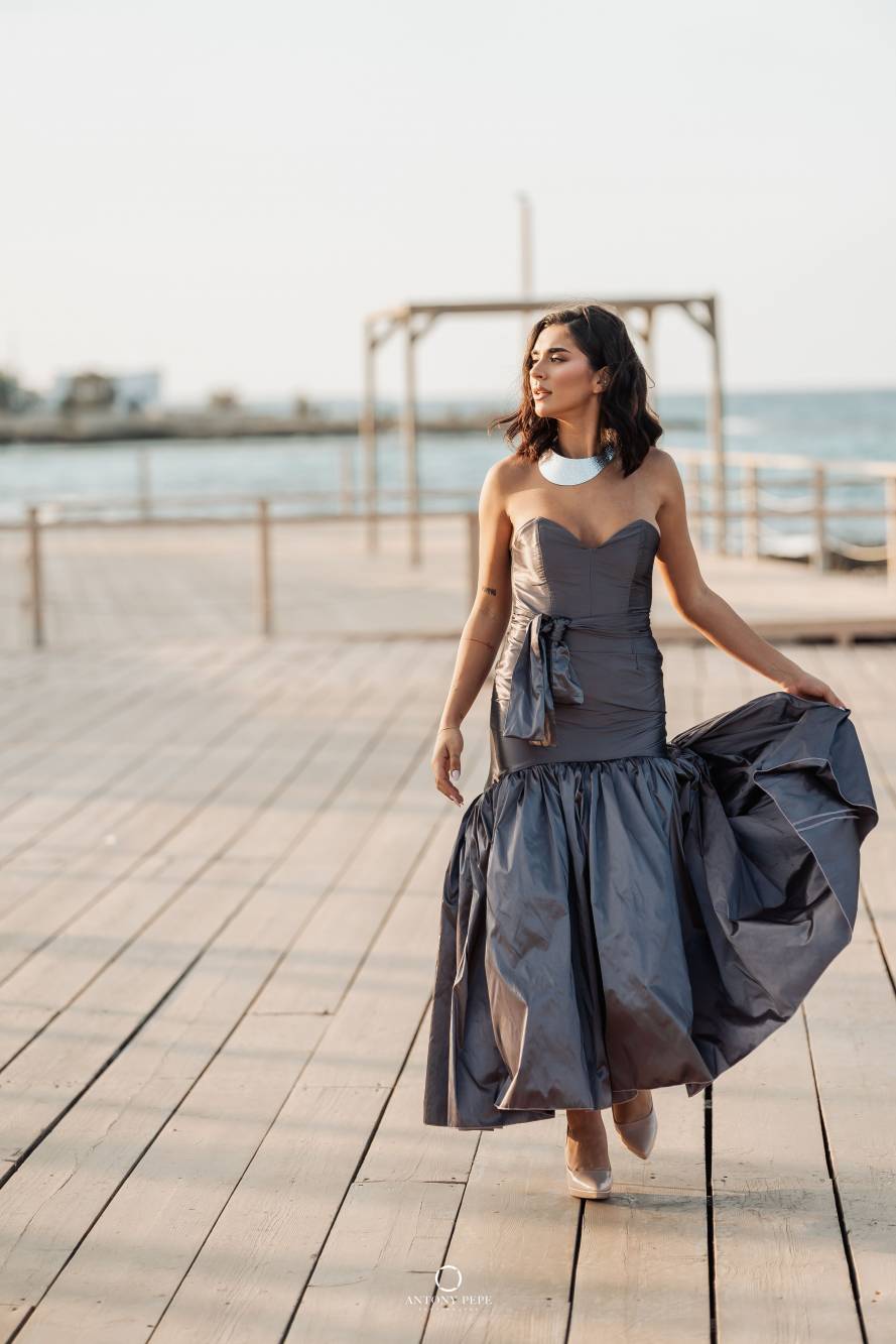 05. Coordinato Red Carpet bustier e gonna in taffeta cerimonia elegante