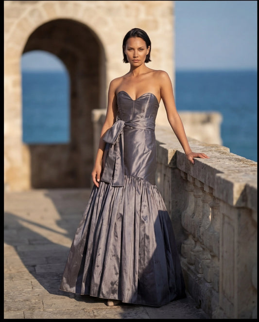 03. Coordinato Red Carpet bustier e gonna in taffeta cerimonia elegante