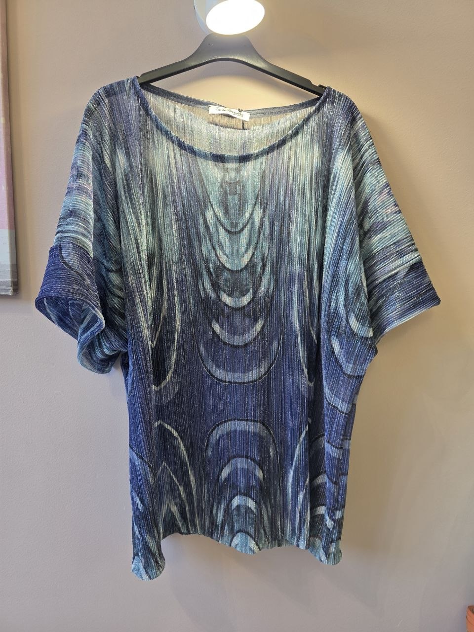 Blusa sottogiacca elegante in TESSUTO BRILLANTE Multicolore - Optical Blu