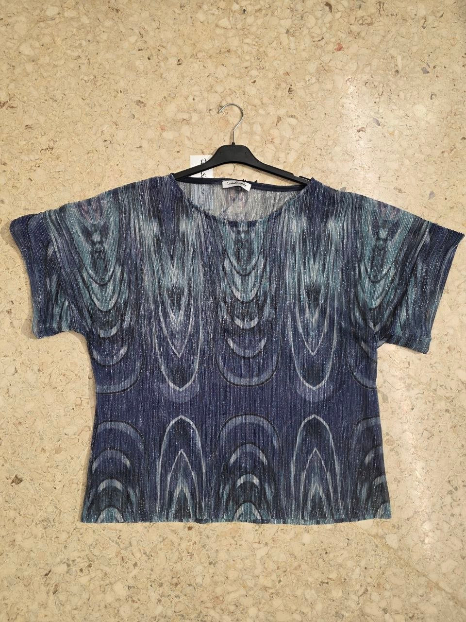 Blusa sottogiacca elegante in TESSUTO BRILLANTE Multicolore - Optical Blu