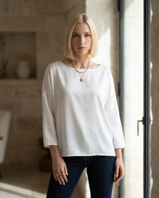Blusa sottogiacca in raso elegante LUCIDO - colore a scelta