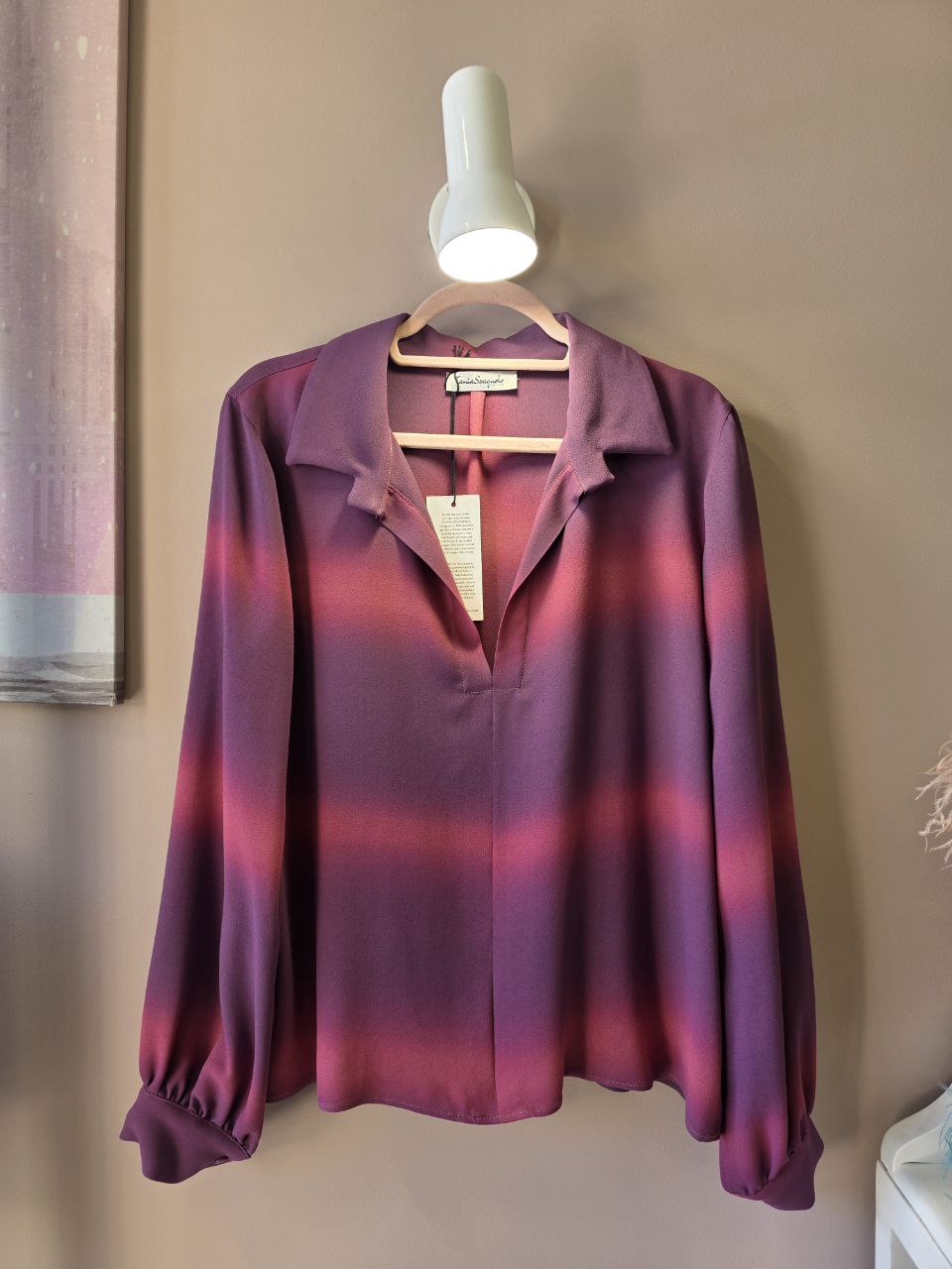 Camicia blusa in frescolana striped color bouganvillea