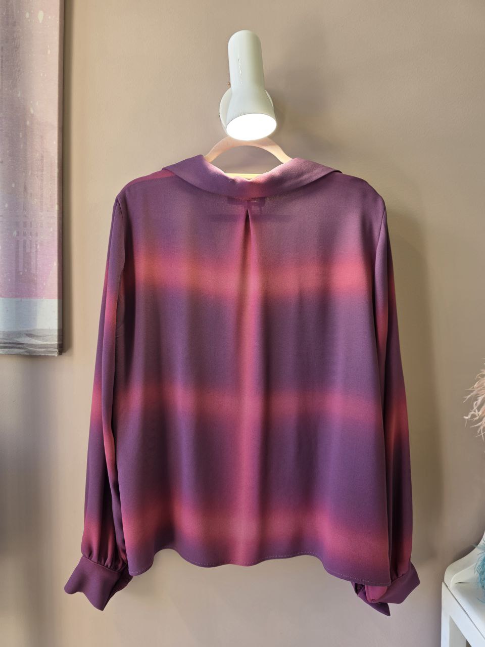 Camicia blusa in frescolana striped color bouganvillea