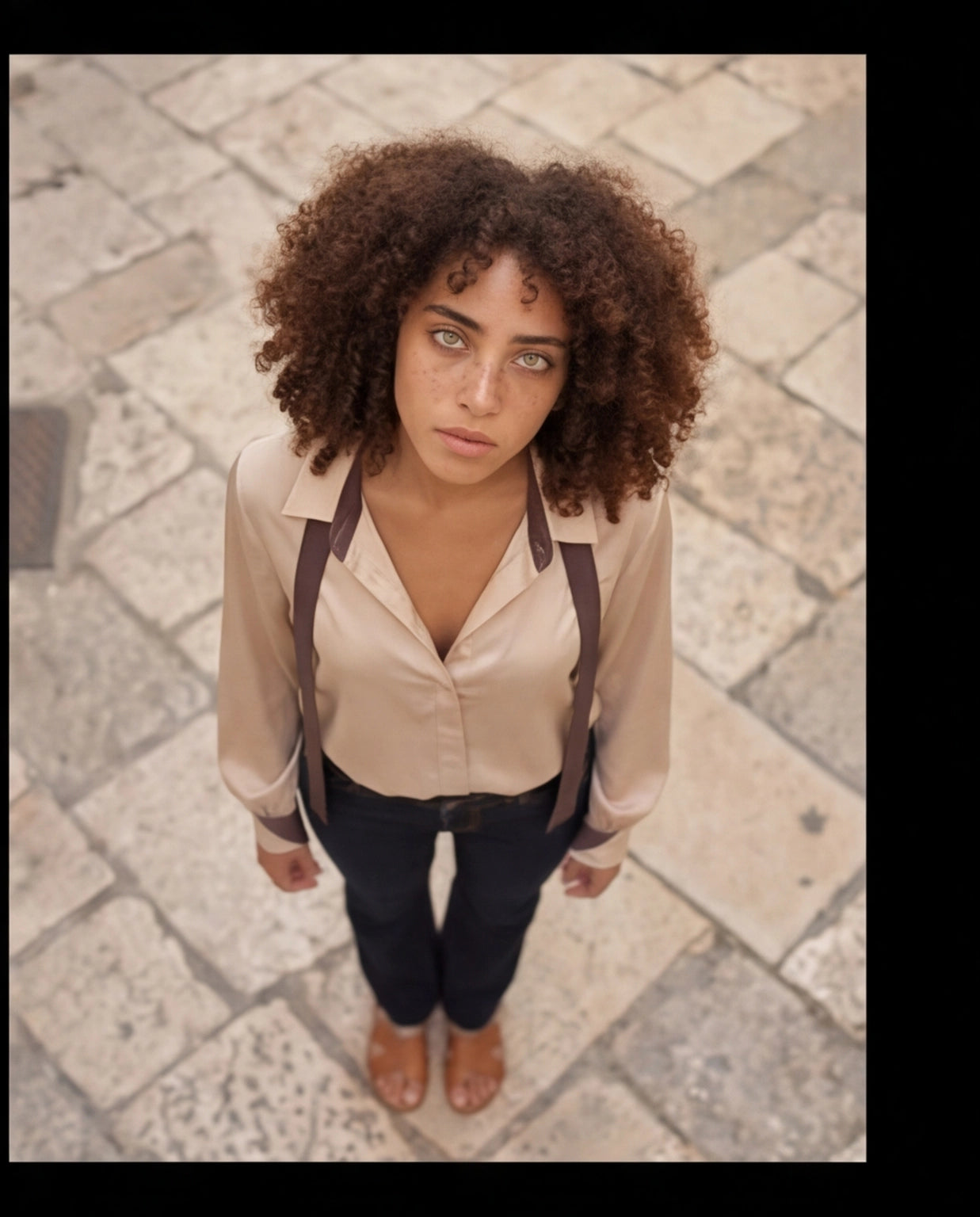 Camicia blusa elegante in seta ghiaccio con cravattino a contrasto