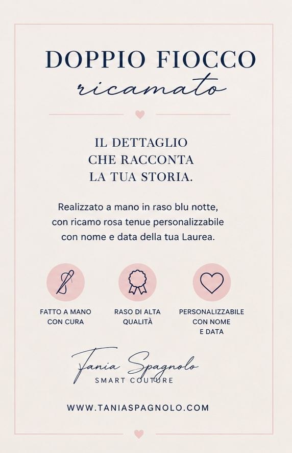 Doppio Fiocco Ricamato Personalizzato per Corona di Laurea