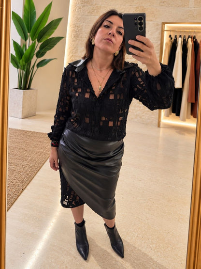 Opaque fabric blouse (to be worn under a jacket) - color of your choice