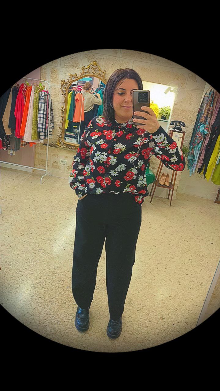 PANTALONE A CAROTA - OMEX in Tessuto Compact NERO